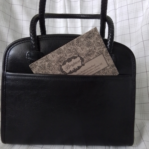 Brighton Chantilly Black Leather Croc Satchel Handbag/Shoulder Bag - Picture 2 of 5